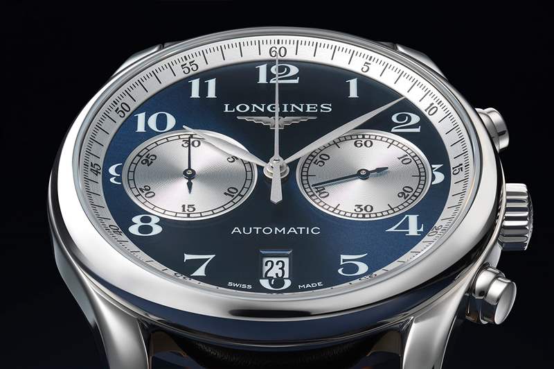 浪琴表大師系列計(jì)時(shí)碼表寶齊萊藍(lán)色版手表-復(fù)刻表