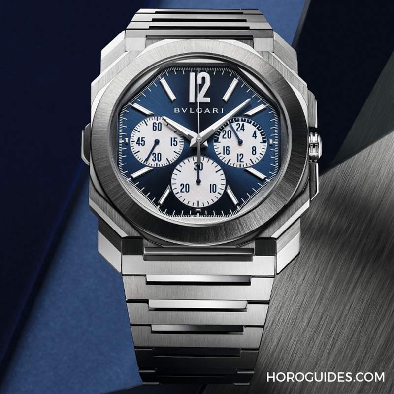 這樣的喀什米爾藍(lán)面，美絕了！BVLGARI Octo Finissimo超薄兩地時(shí)間計(jì)時(shí)碼表-復(fù)刻表