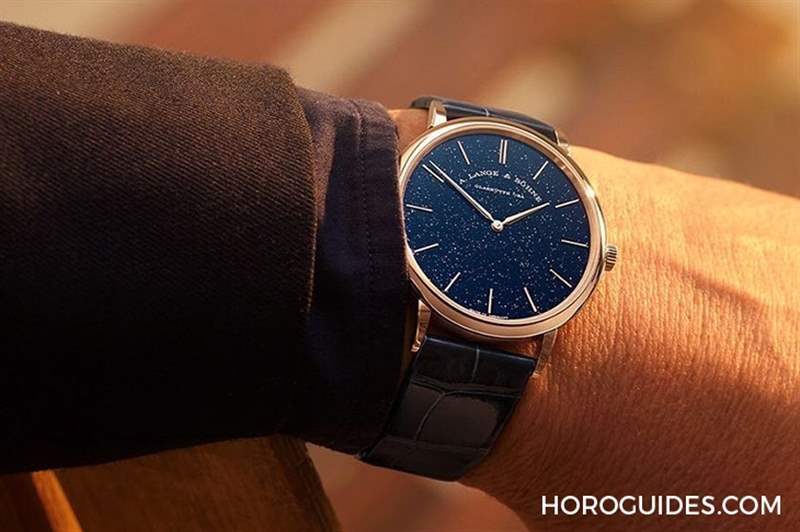 耀眼星夜｜朗格Saxonia Thin砂金石玻璃18K玫瑰金新色-復刻表