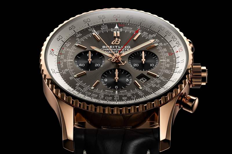 百年靈航空時計B03 Chronograph Rattrapante 45 紅金腕表-復(fù)刻表