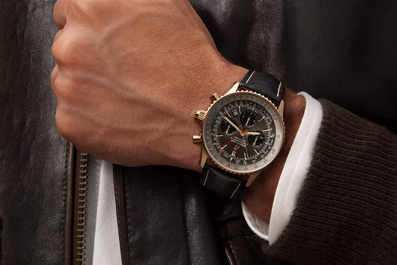 百年靈航空時計B03 Chronograph Rattrapante 45 紅金腕表-復(fù)刻表