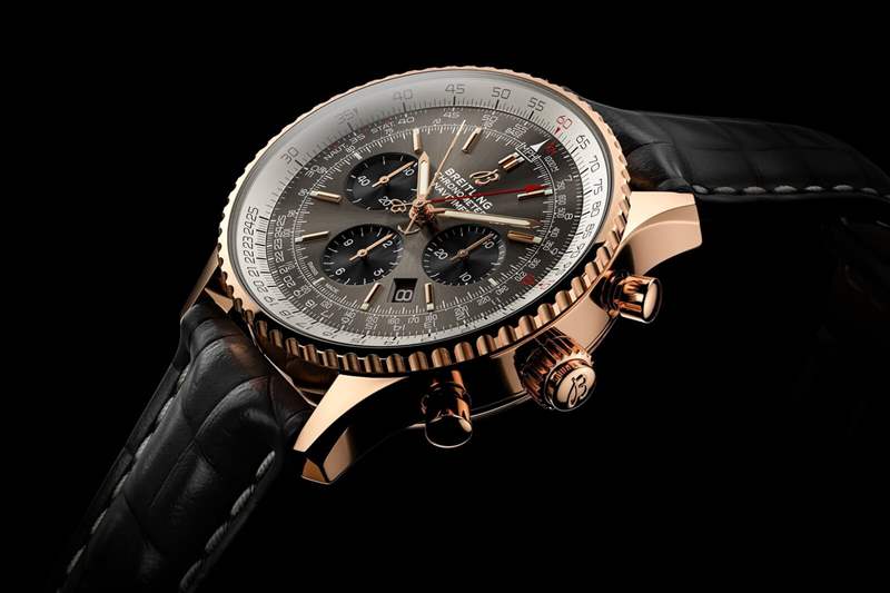 百年靈航空時計B03 Chronograph Rattrapante 45 紅金腕表-復(fù)刻表