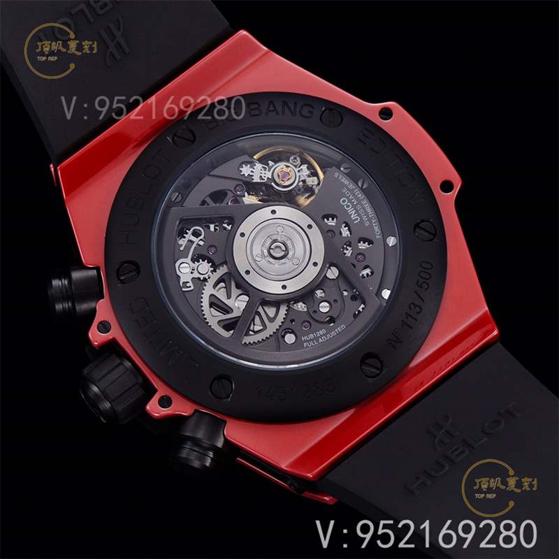 彩色陶瓷工藝展現-BBF廠宇舶恒寶big bang大爆炸法拉利紅色復刻表-復刻表