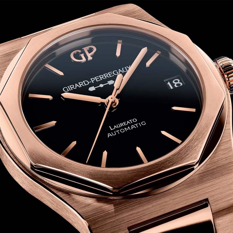 Girard Perregaux 芝柏GP Laureato Onyx 價(jià)錢介紹 Girard-Perregaux芝柏Laureato 42mm Pink Gold & Onyx|誘人的黑色縞瑪瑙表盤-復(fù)刻表
