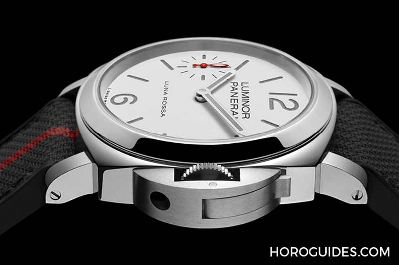 消光白表盤、紅色小秒針，純凈又搶眼｜Panerai Luminor Luna Rossa腕表PAM01342-復刻表
