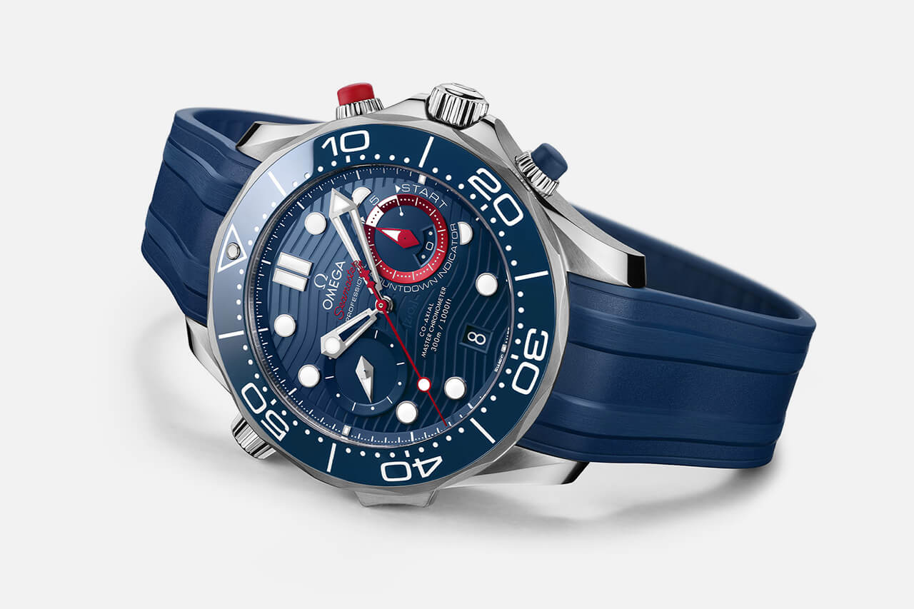 歐米茄海馬300米《美國杯》紅藍(lán)特別款計時腕表-復(fù)刻表