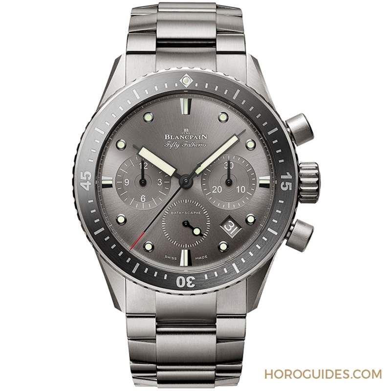 18K紅金藍(lán)面、23級鈦灰面,Blancpain五十噚深潛器飛返計時碼表兩款延伸新作-復(fù)刻表