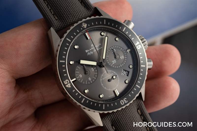 18K紅金藍(lán)面、23級鈦灰面,Blancpain五十噚深潛器飛返計時碼表兩款延伸新作-復(fù)刻表