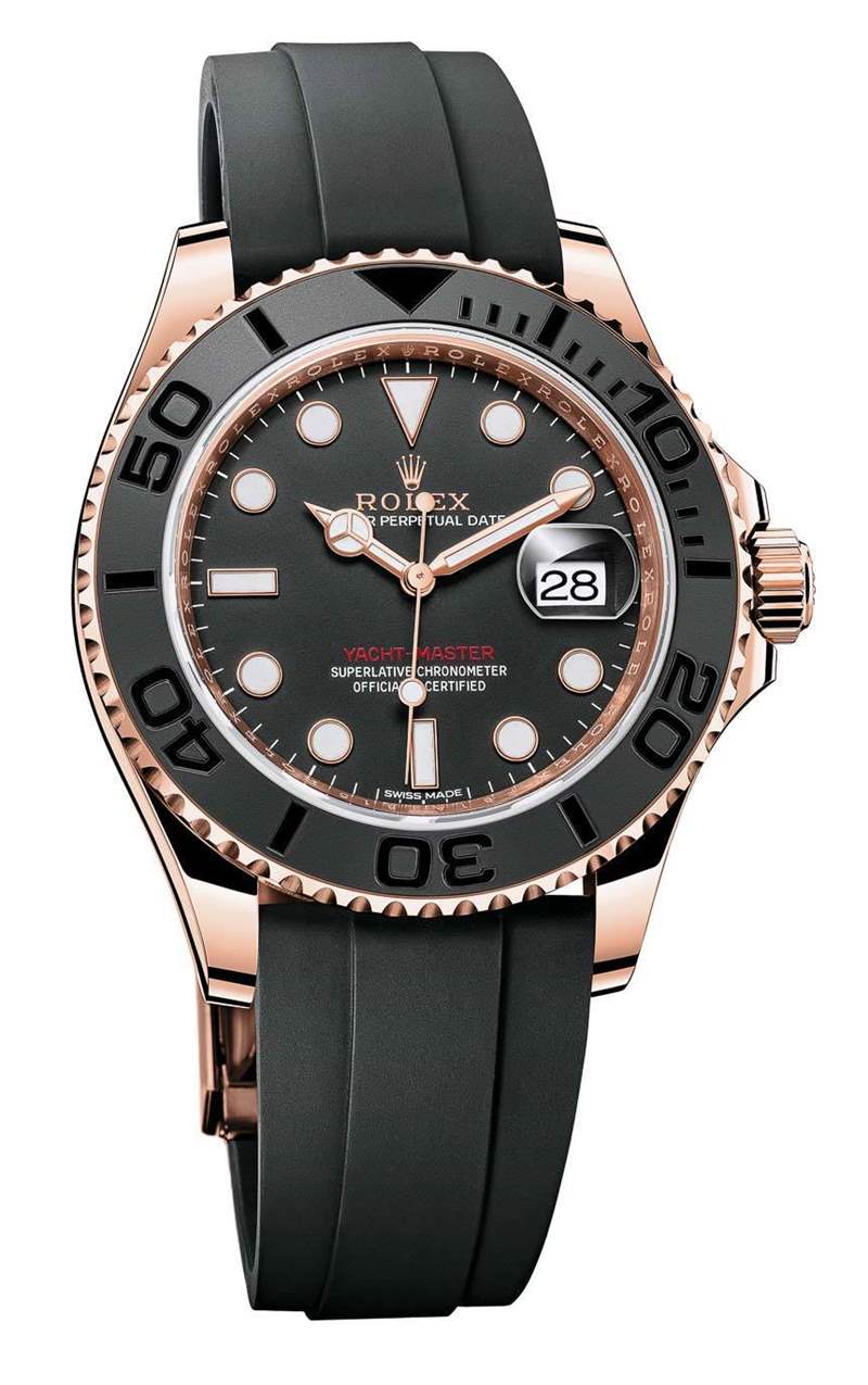 勞力士Yacht-Master 116655永恒玫瑰金手表2015年黑色陶瓷表圈-復刻表