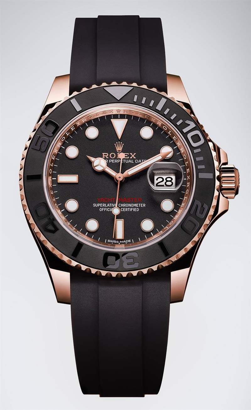 勞力士Yacht-Master 116655永恒玫瑰金手表2015年黑色陶瓷表圈-復刻表