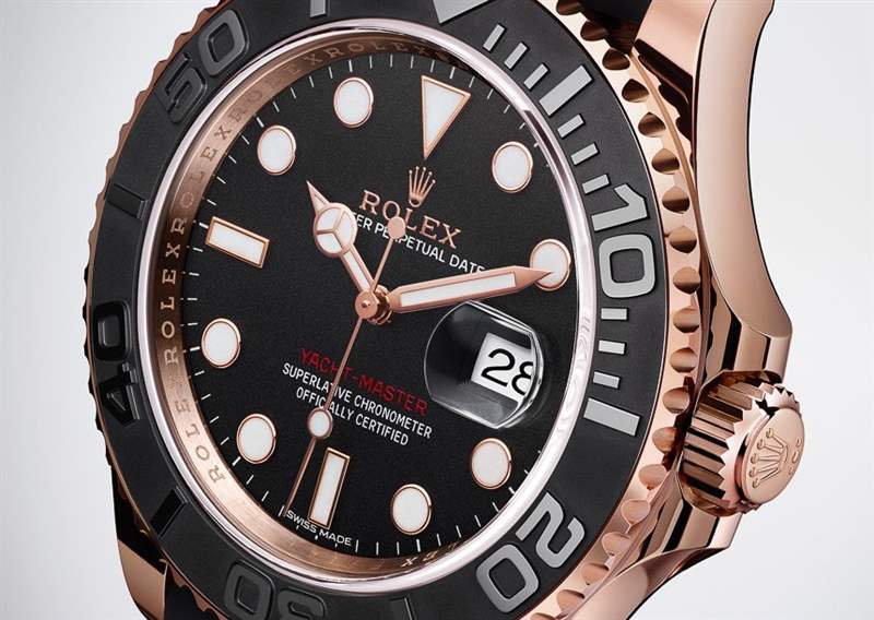 勞力士Yacht-Master 116655永恒玫瑰金手表2015年黑色陶瓷表圈-復刻表