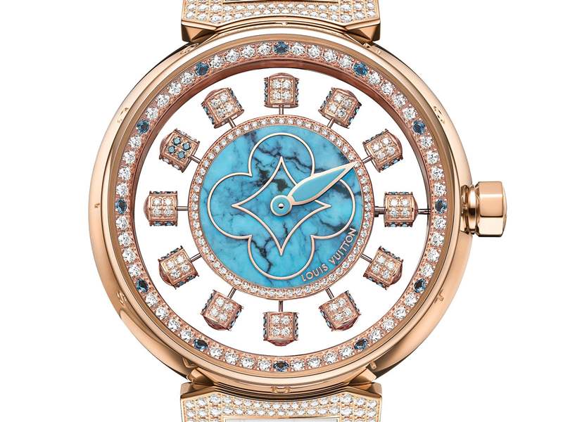 Louis Vuitton推出寶石表盤版Tambour Spin Time Air腕表：孔雀石，綠松石，寶石懸空表盤-復刻表