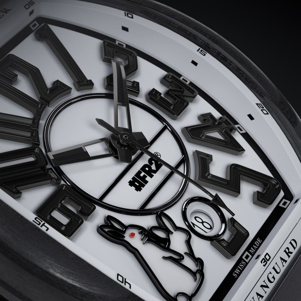 FRANCK MULLER與日本潮牌#FR2攜手創(chuàng)作Vanguard大三針面盤(pán)夜光兔子圖案大展叛逆?zhèn)€性-復(fù)刻表