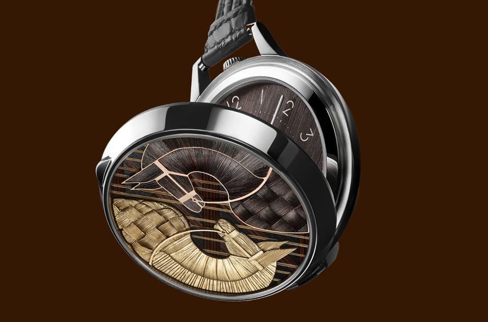 愛馬仕Slim d'Hermès懷表以馬鬃細(xì)工鑲嵌搭配雕刻工藝詮釋駿馬絲巾主題-復(fù)刻表